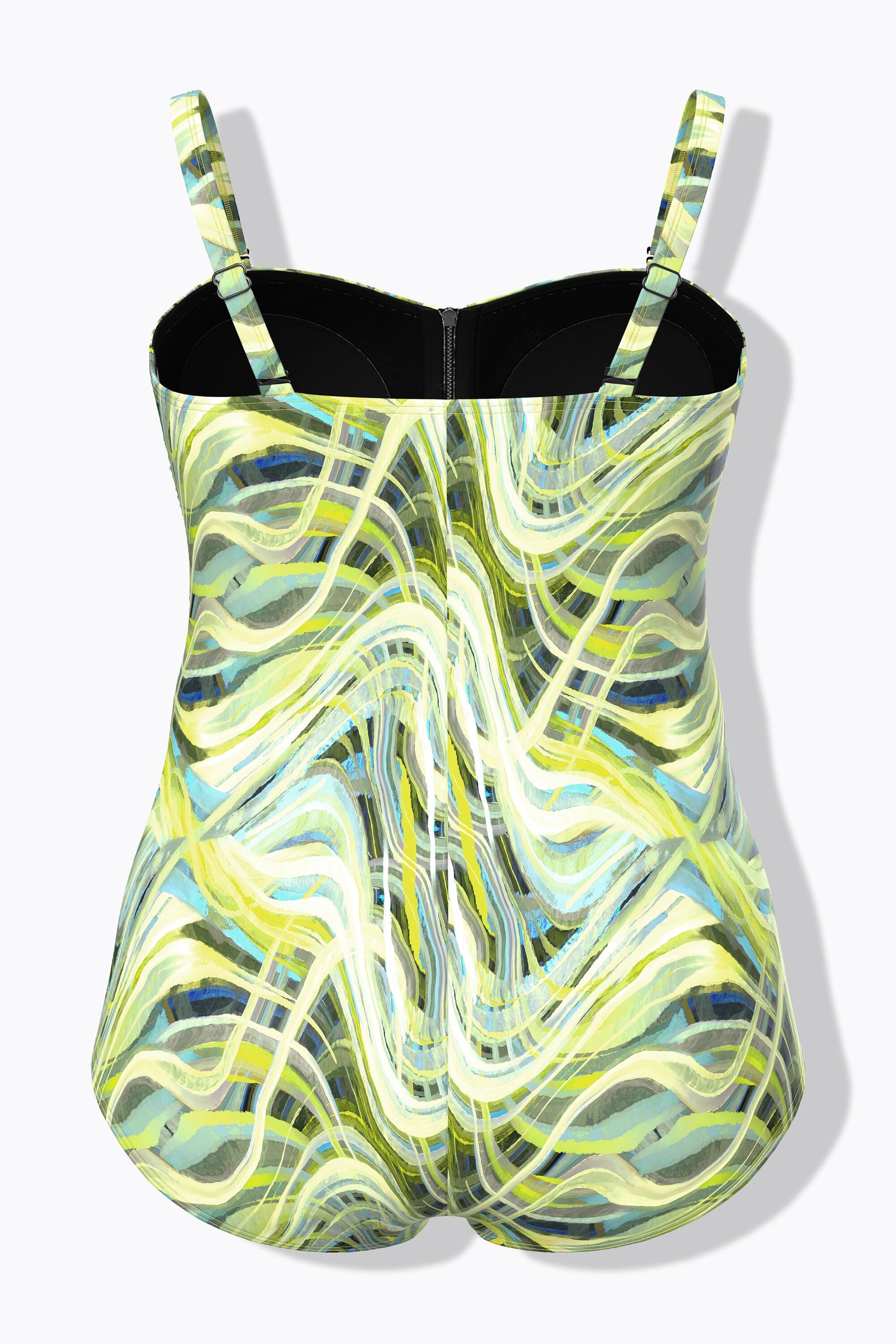 Ulla Popken Wellenmuster Reissverschluss Badeanzug Softcups  