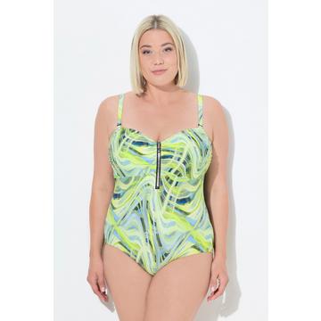 Badeanzug, Wellenmuster, Softcups, Zipper