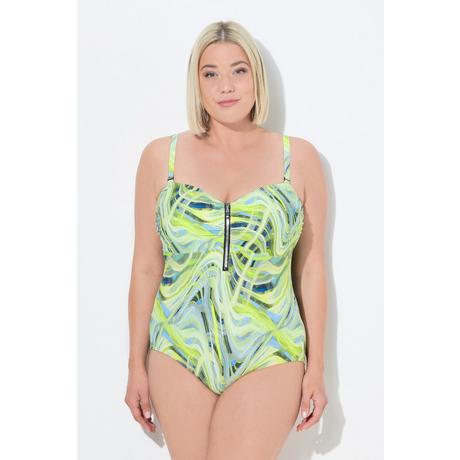 Ulla Popken Wellenmuster Reissverschluss Badeanzug Softcups  