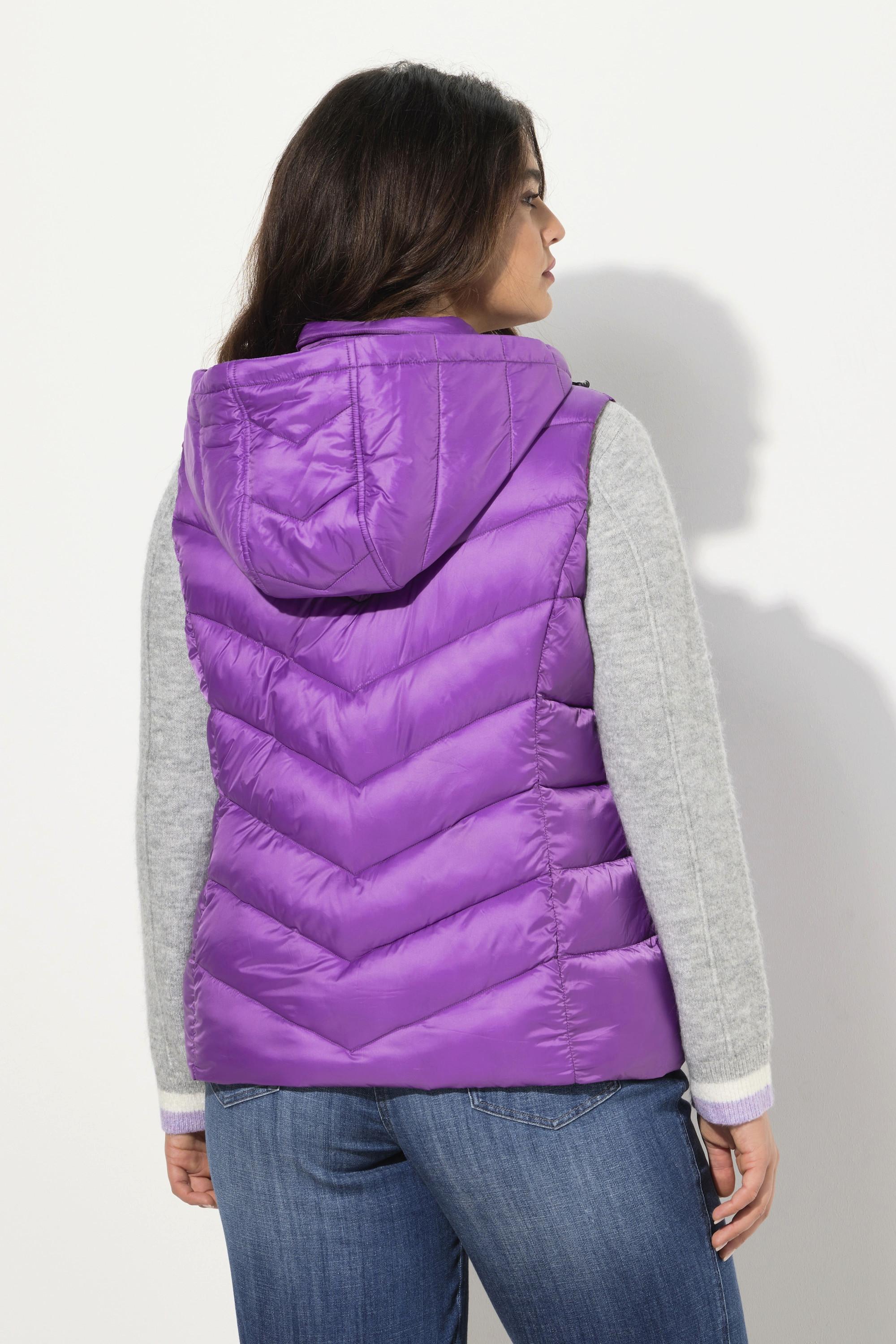 Ulla Popken Gilet Trapuntato Idrorepellente Cappuccio Staccabile Senza Maniche  