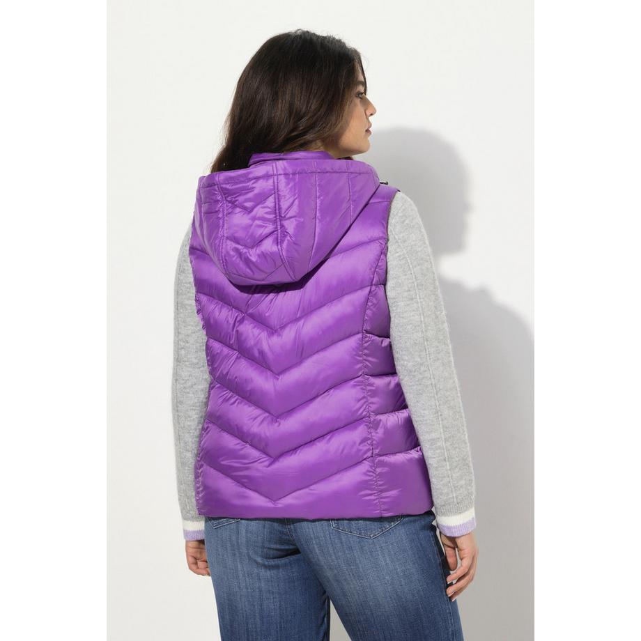 Ulla Popken Gilet Trapuntato Idrorepellente Cappuccio Staccabile Senza Maniche  