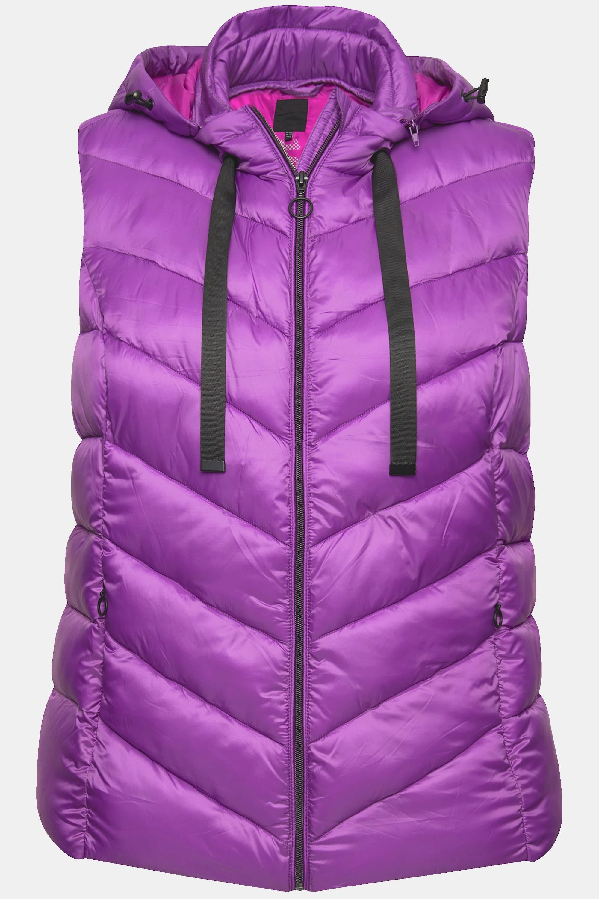 Ulla Popken Gilet Trapuntato Idrorepellente Cappuccio Staccabile Senza Maniche  