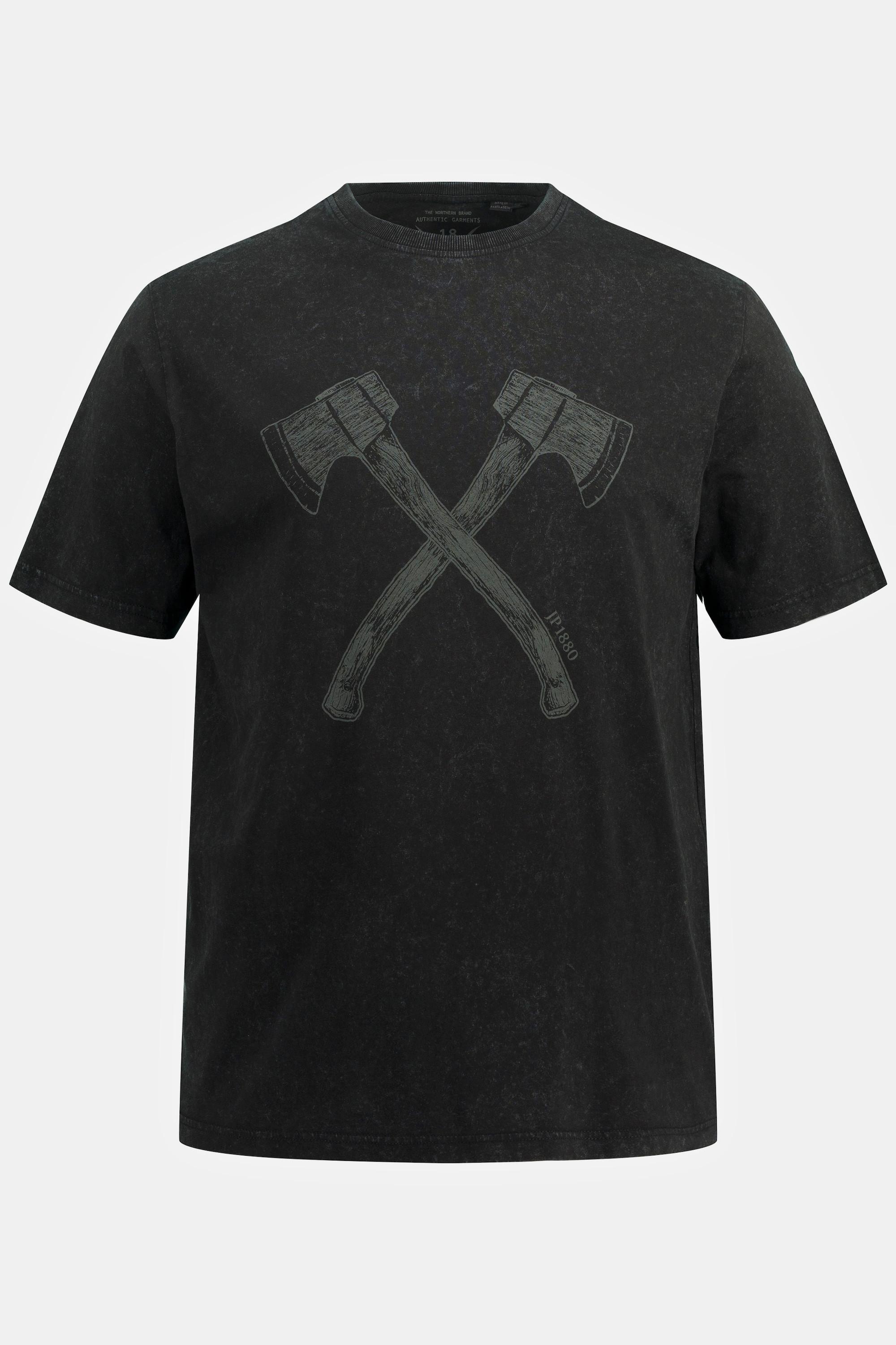 JP1880 Tracht T-Shirt Manches Courtes Imprimé Double Hache Look Vintage  