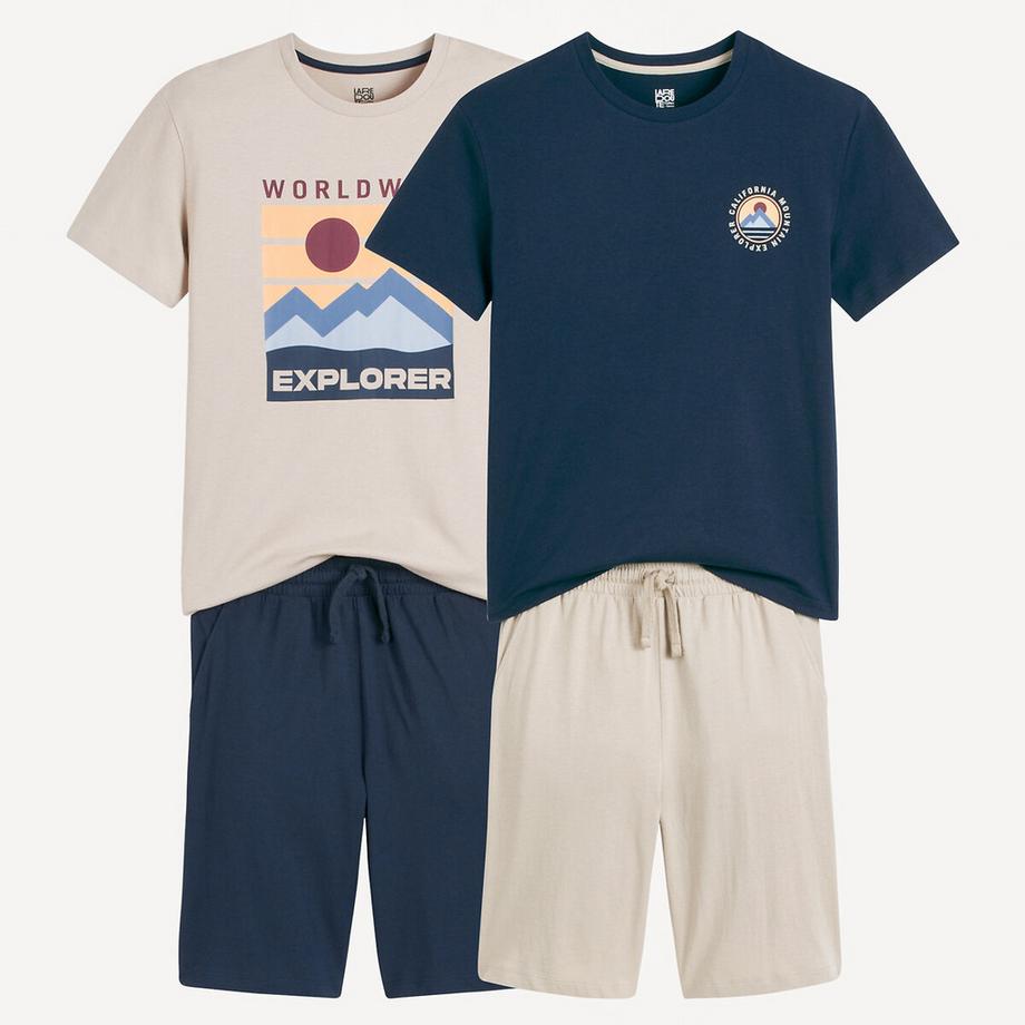 2er-Pack Kurzpyjamas aus Baumwolle