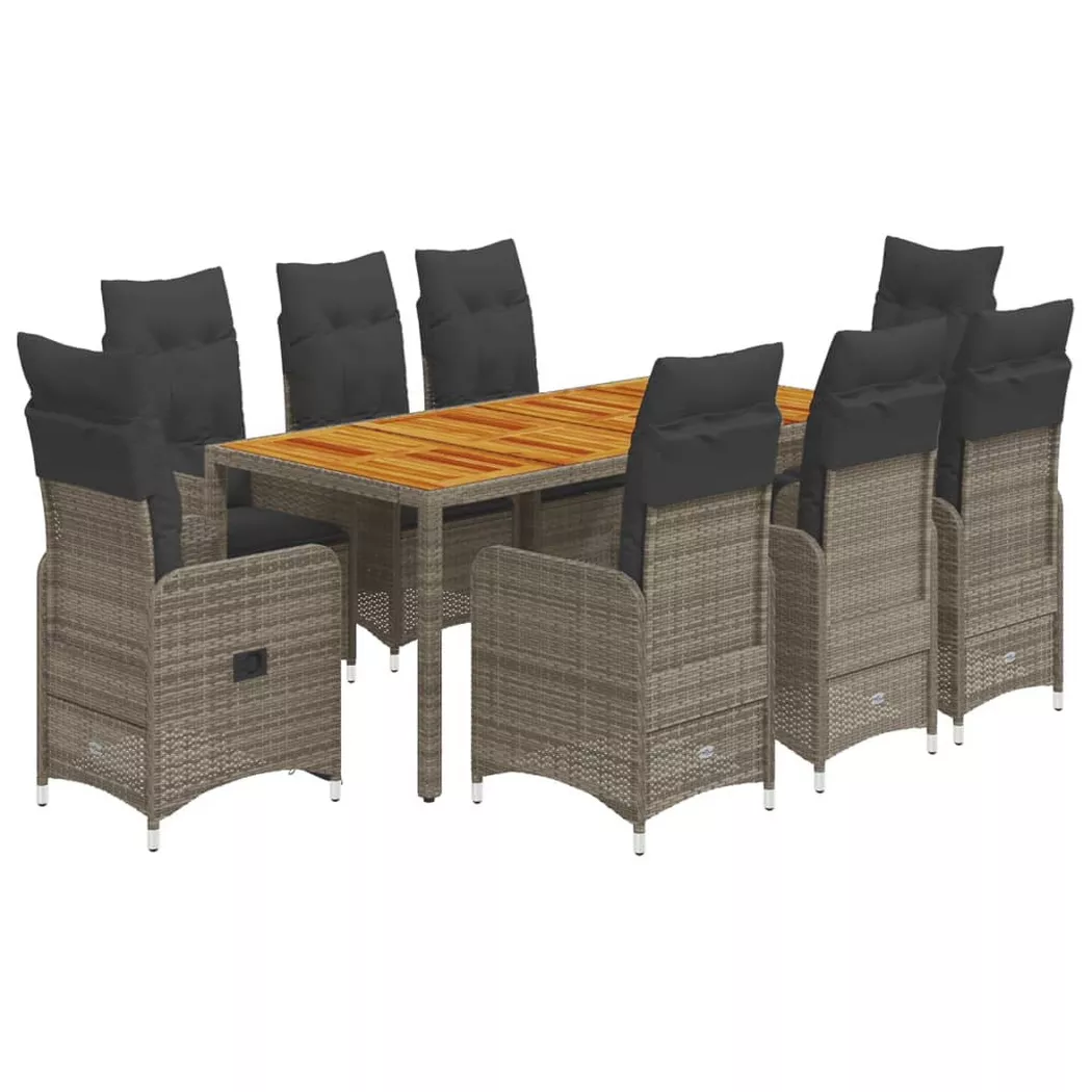 VidaXL - set da bistrò Polirattan, One Size, Grigio