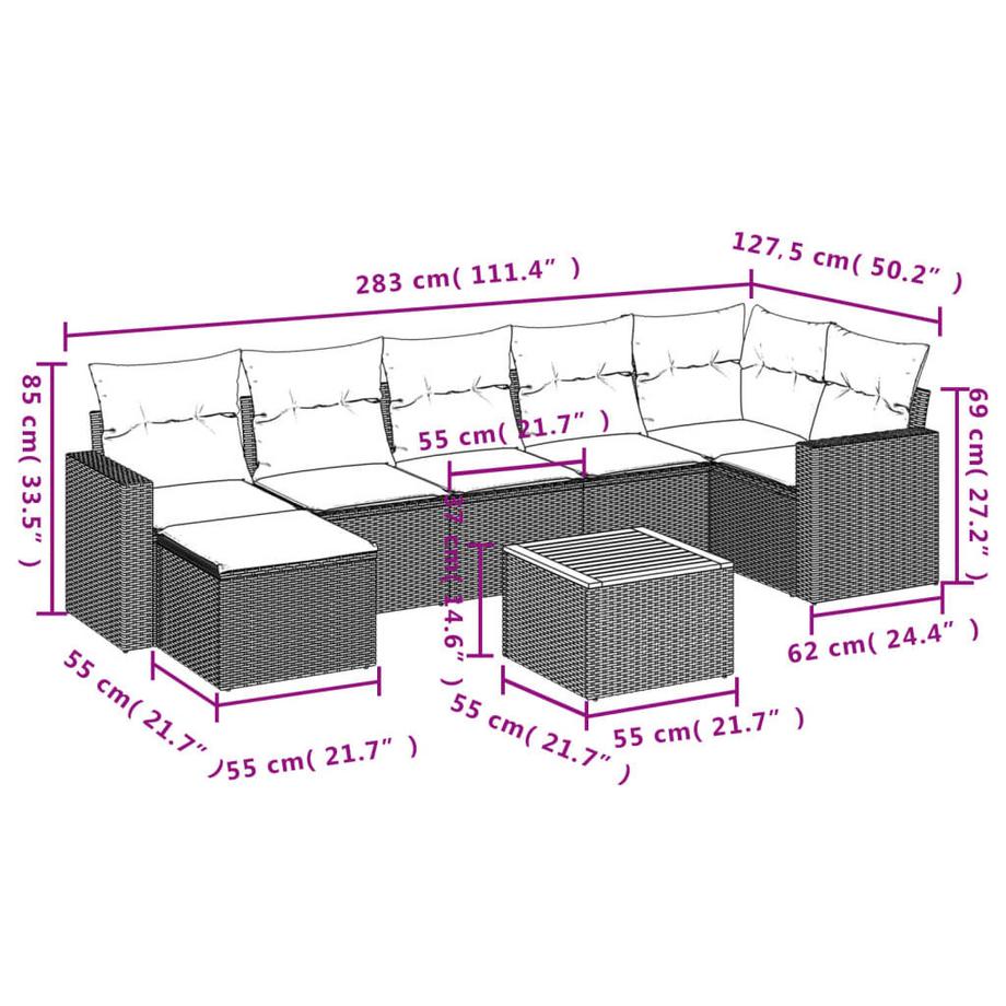 VidaXL set divano da giardino Polirattan  