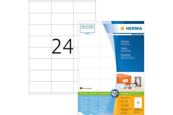 HERMA HERMA Etiketten Premium 70×36mm 4633 weiss 4800 Stück  