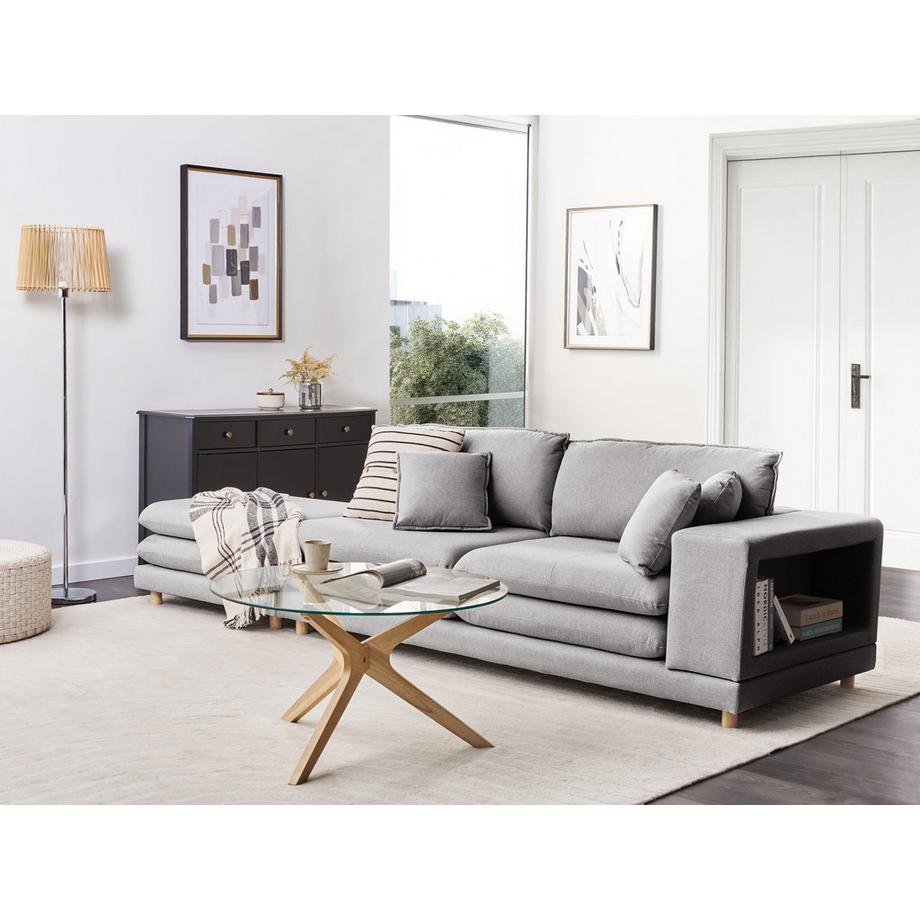 Beliani 2-Sitzer Sofa mit Ottomane aus Stoff Modern HEDEN  