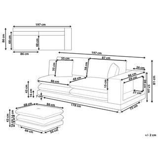 Beliani 2-Sitzer Sofa mit Ottomane aus Polyester Modern HEDEN  