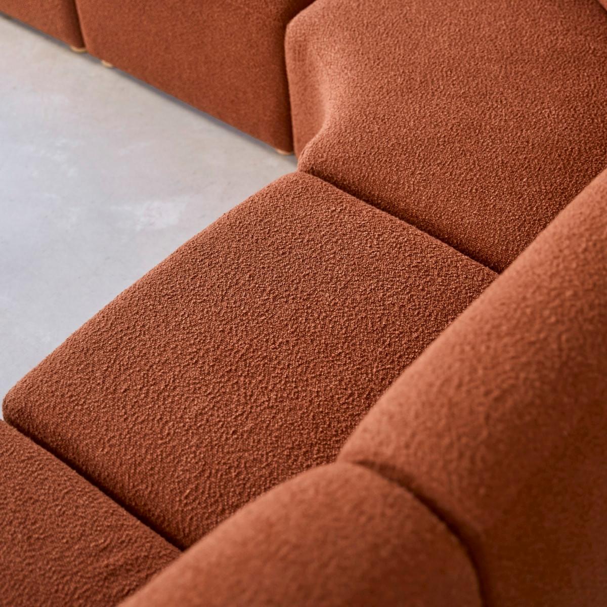 Tikamoon Chauffeuse modulable en acacia massif et tissu terracotta Swann  