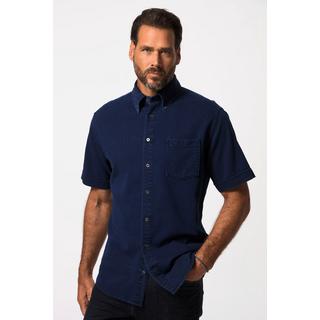 JP1880  Chemise à manches courtes et col à pointes boutonnées. Coupe Modern Fit jean bleu foncé 