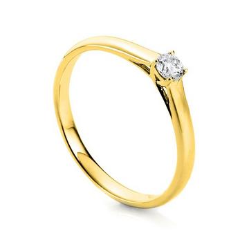 Solitär Ring 585/14K Gelbgold Diamant 0.25ct.