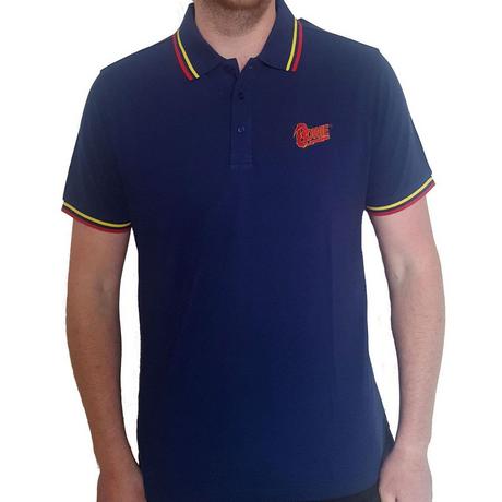David Bowie Polo con Logo a Righe  