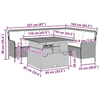 VidaXL Ensemble de canapés de jardin rotin synthétique  