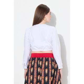 Ulla Popken Camicetta Dirndl Pizzo Scollo Rotondo Maniche Lunghe Orlo Elastico  