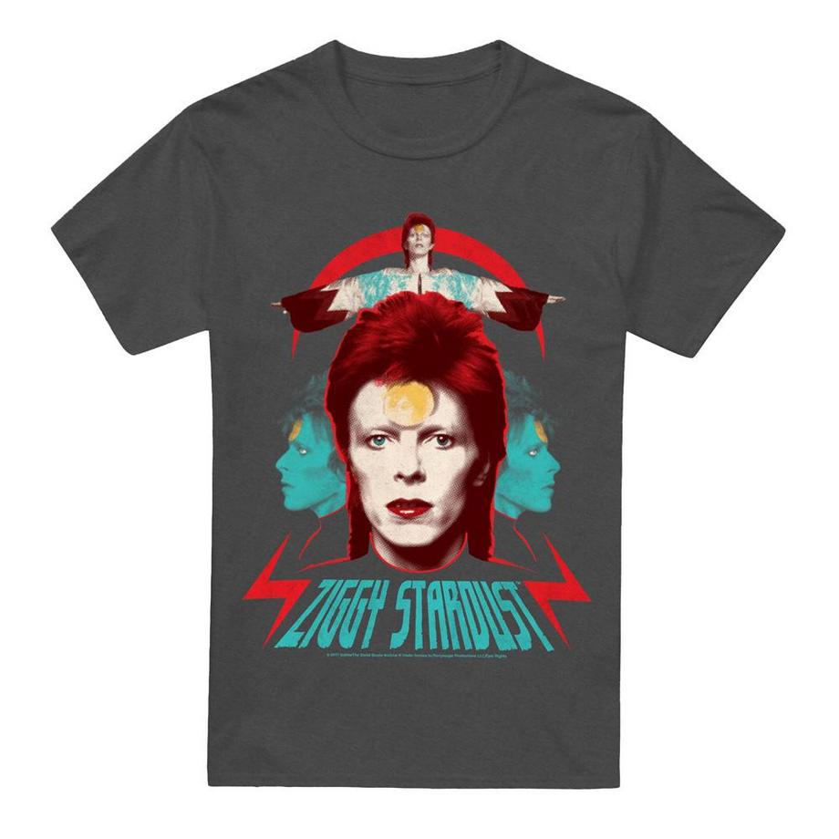 David Bowie Ziggy Heads T-Shirt Stampata a Maniche Corte  