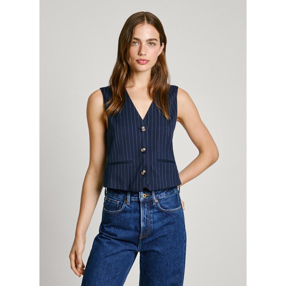 Pepe Jeans London Gilet Diana Rayé  