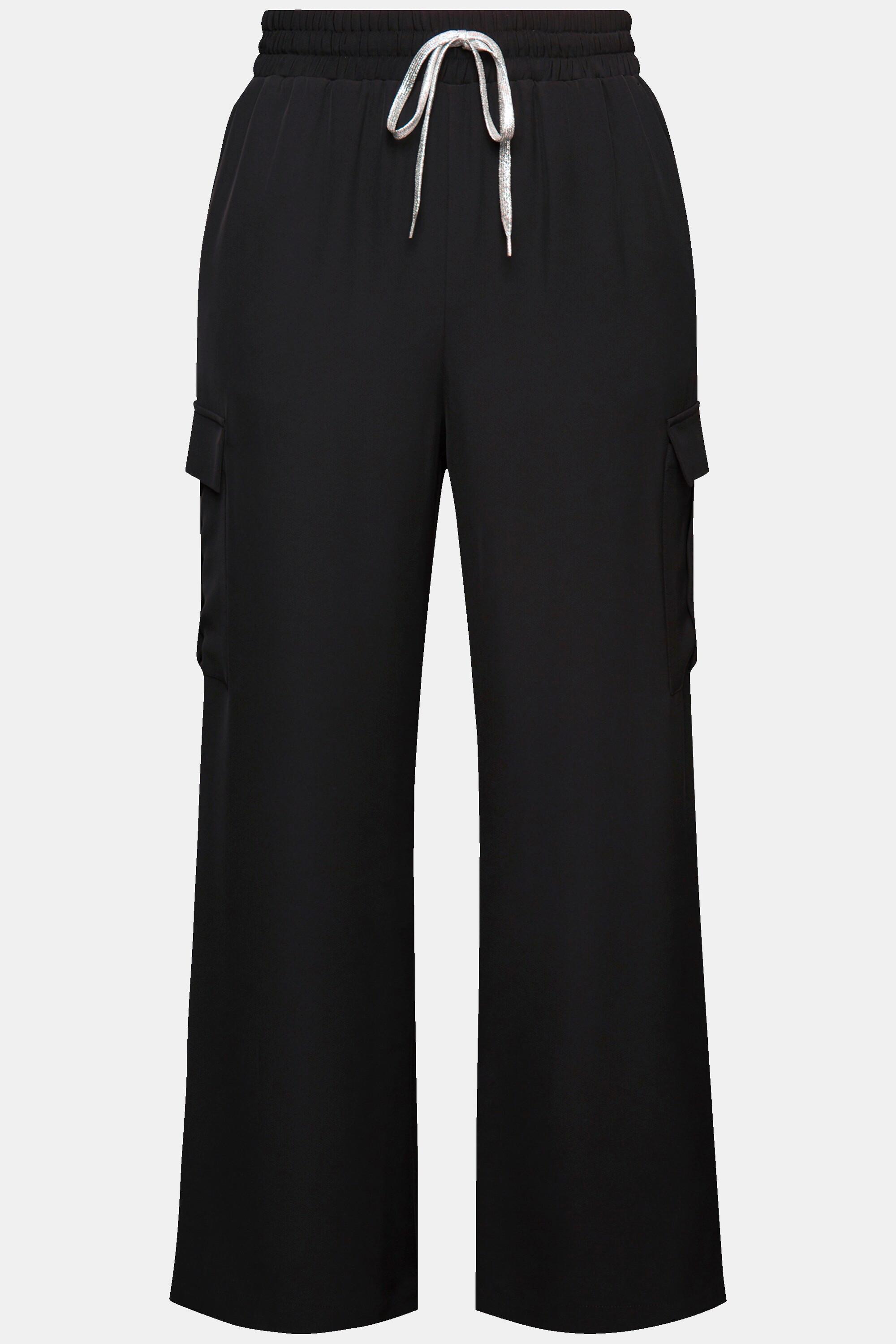 Ulla Popken Pantaloni Cargo Gamba Dritta Vita Elastica  