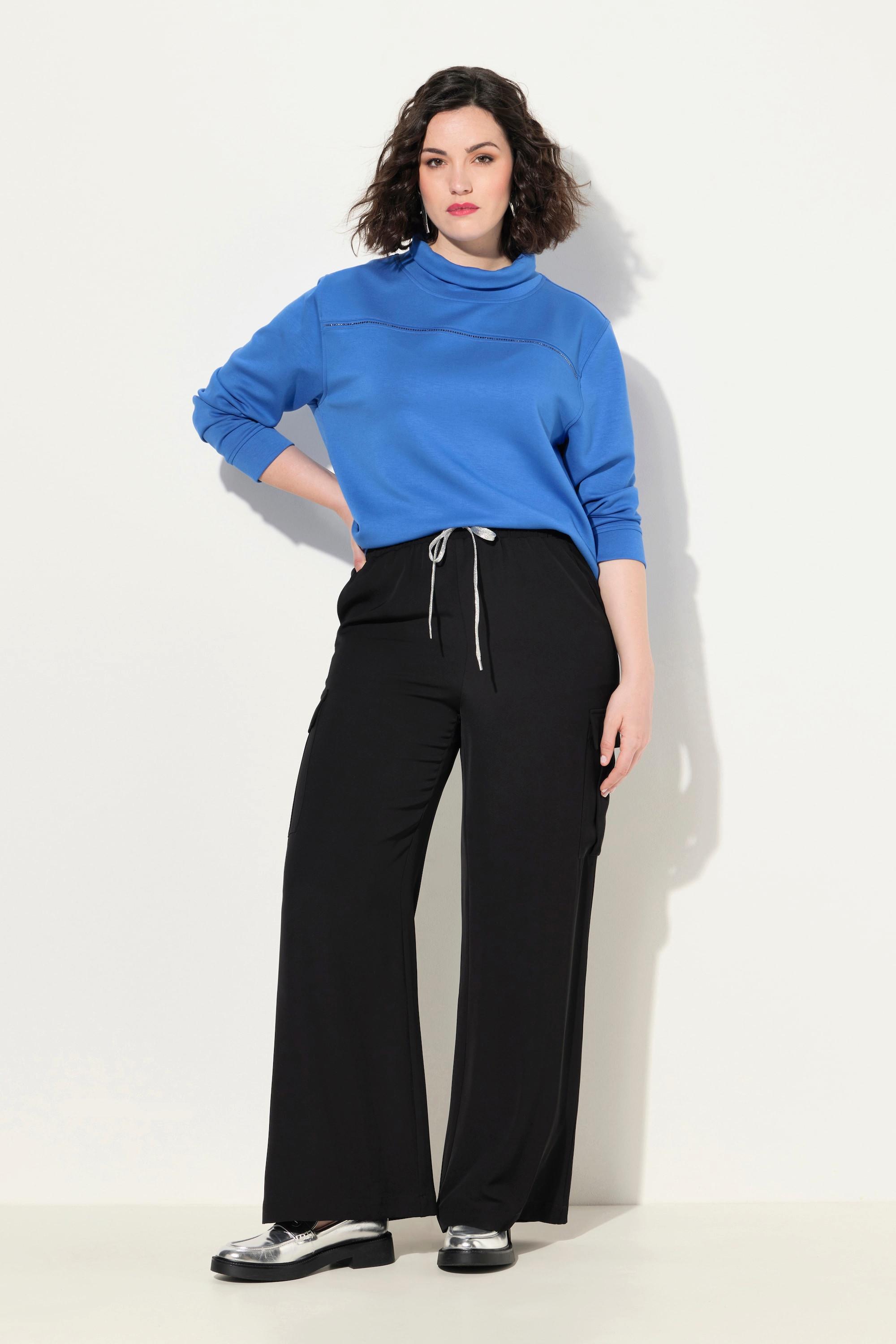 Ulla Popken Pantaloni Cargo Gamba Dritta Vita Elastica  