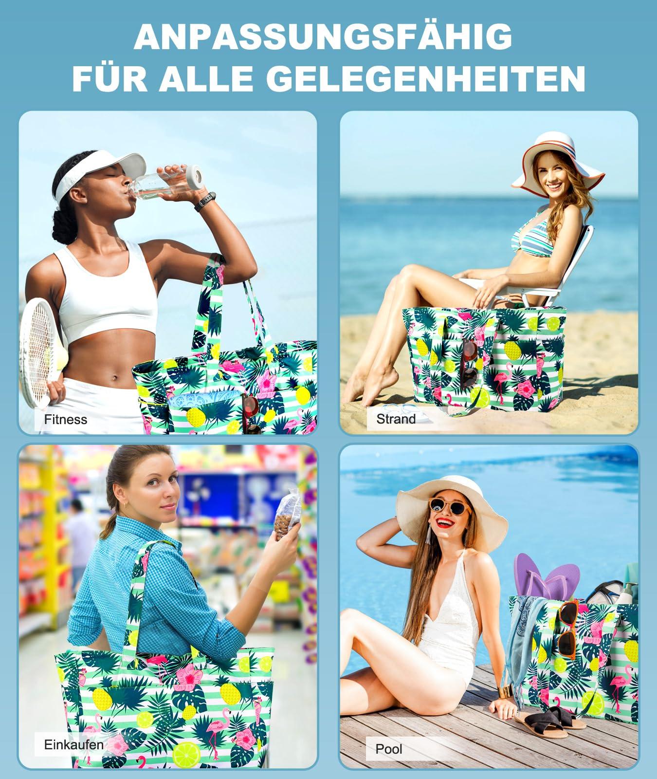 Only-bags.store Grosse Strandtasche mit Reissverschluss  