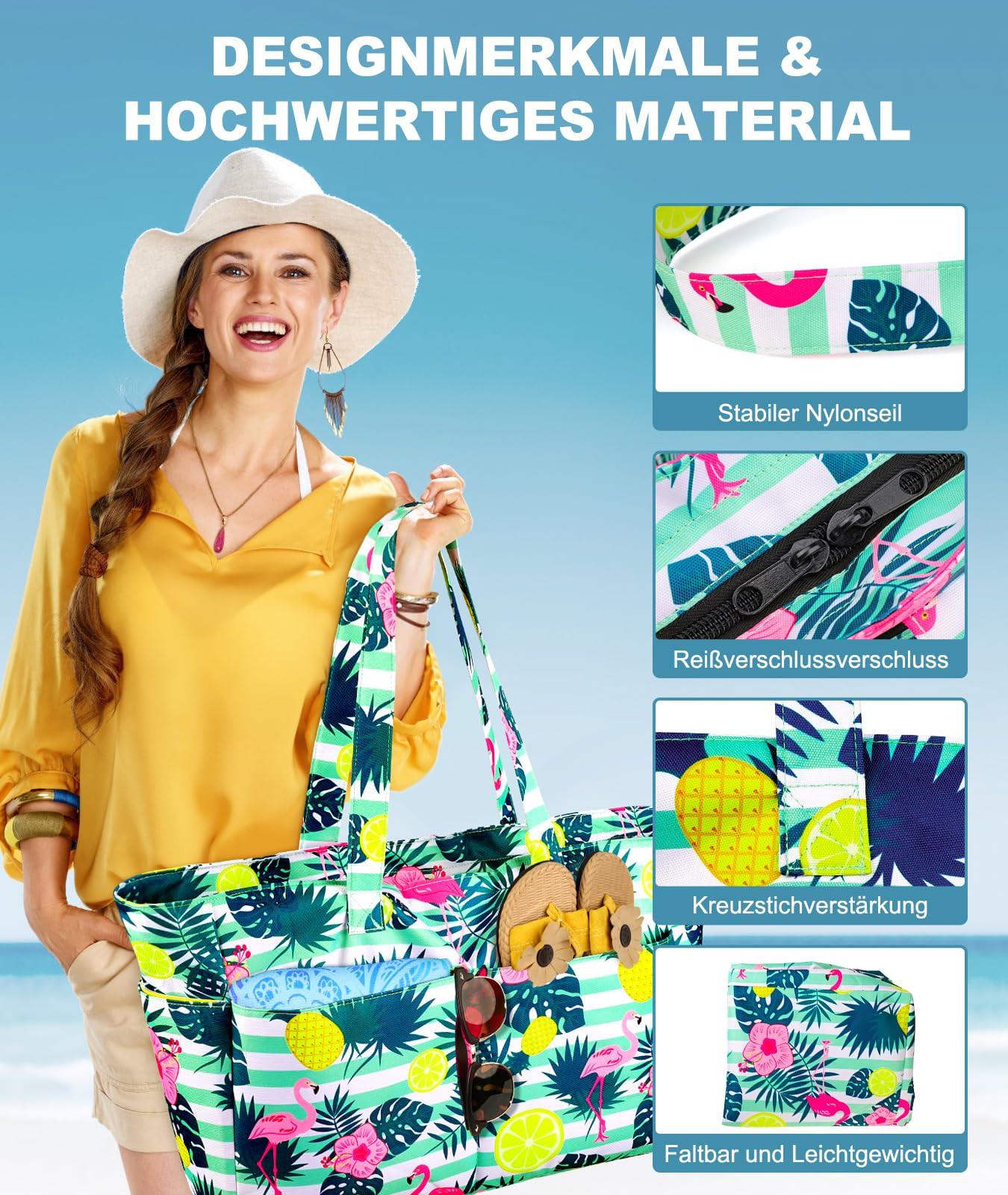 Only-bags.store Grosse Strandtasche mit Reissverschluss  