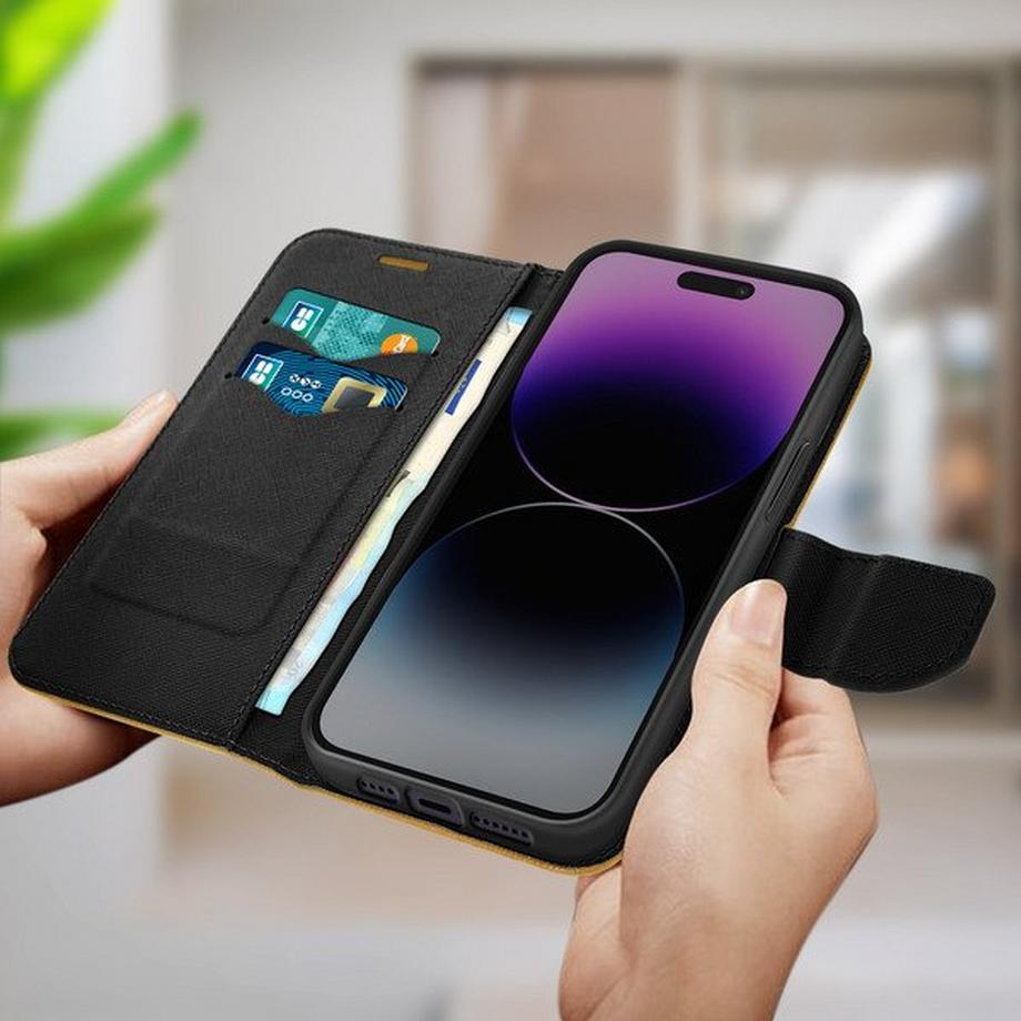 Avizar  Étui folio iPhone 14 Pro Or et Noir 