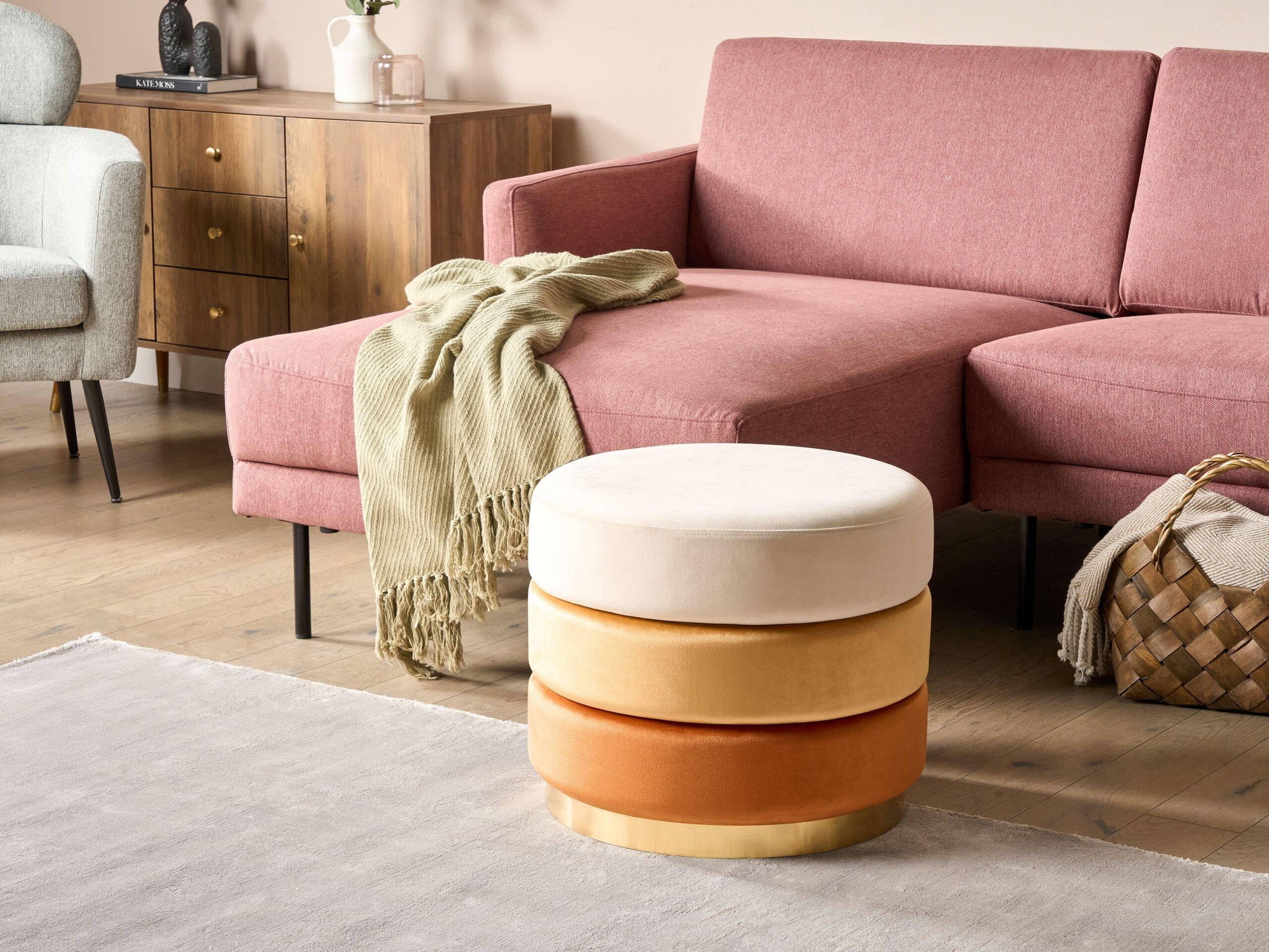 Beliani Pouf en Velours Moderne LOUIN  