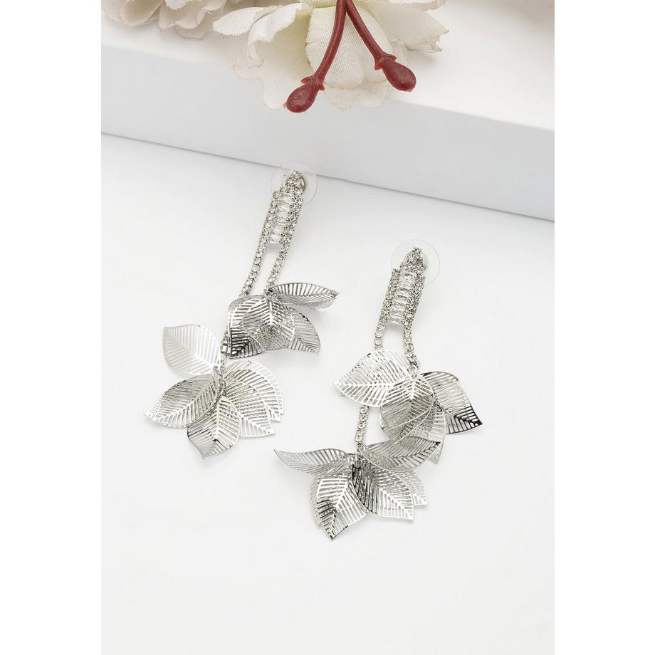 AVANT-GARDE PARIS  Boucles d'oreilles pendantes feuillues en cristal 