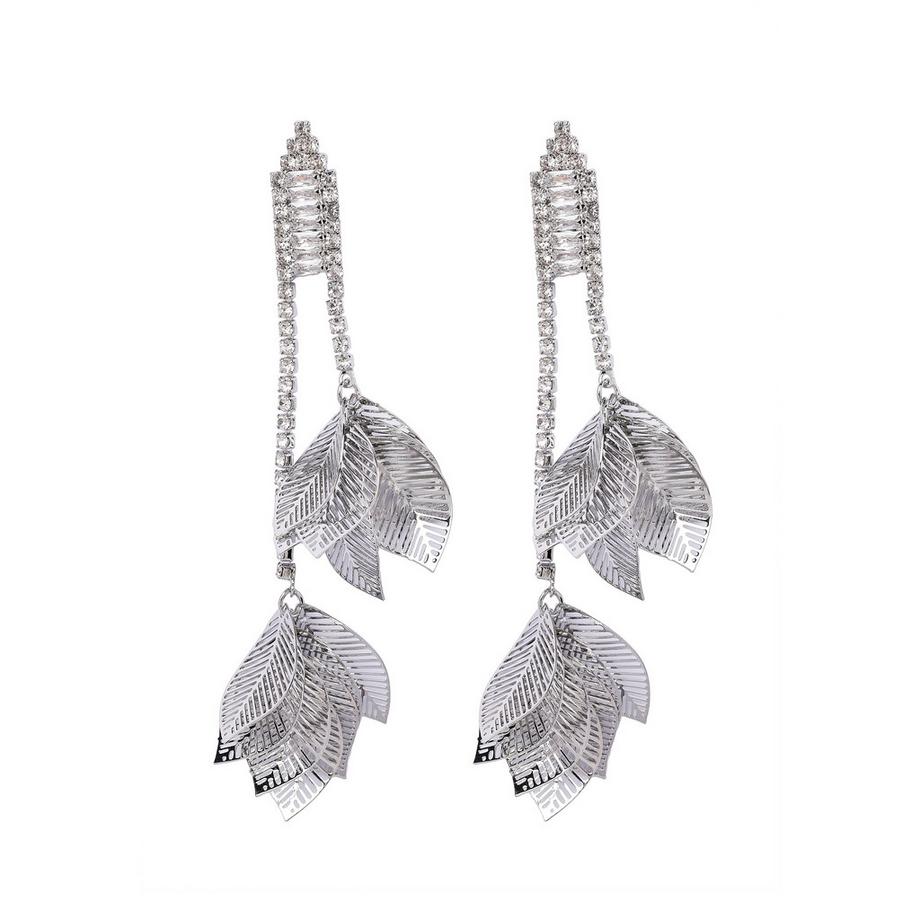 Boucles d'oreilles pendantes feuillues en cristal