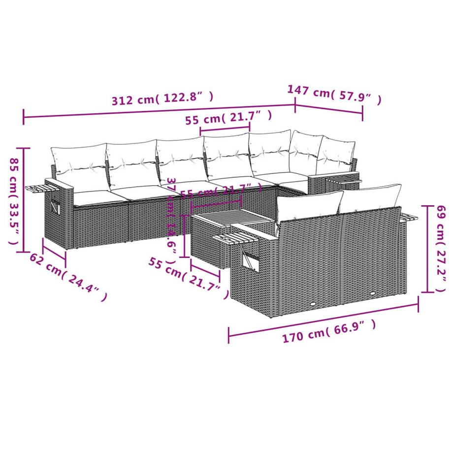 VidaXL Garten sofagarnitur poly-rattan  
