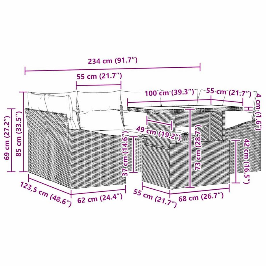VidaXL Canapé de jardin poly rattan  
