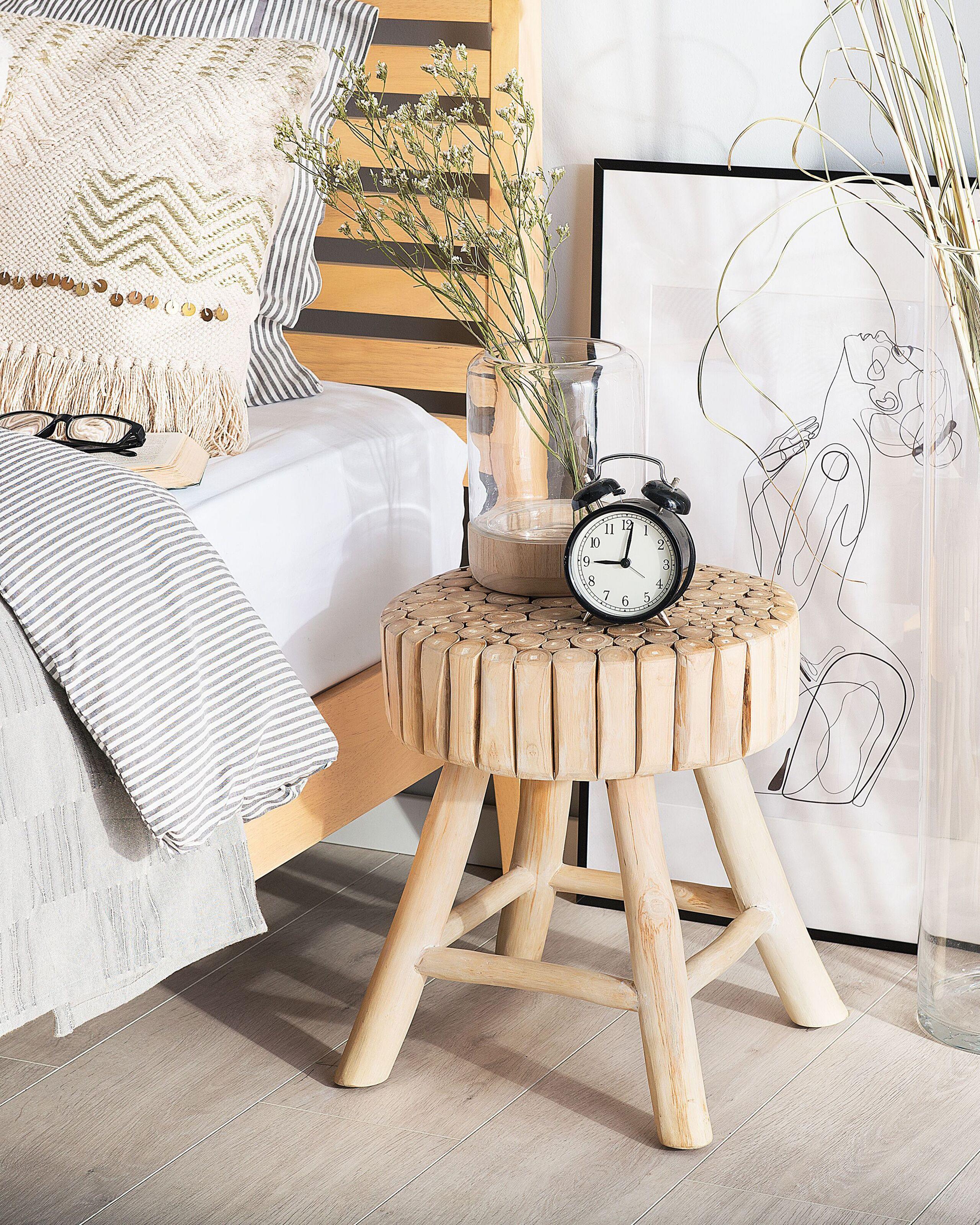 Beliani Nachttisch aus Teakholz Boho NAMPA  