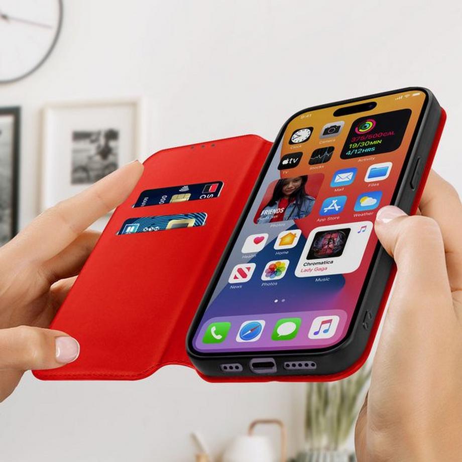 Avizar  Étui iPhone 14 Pro Porte-cartes Rouge 