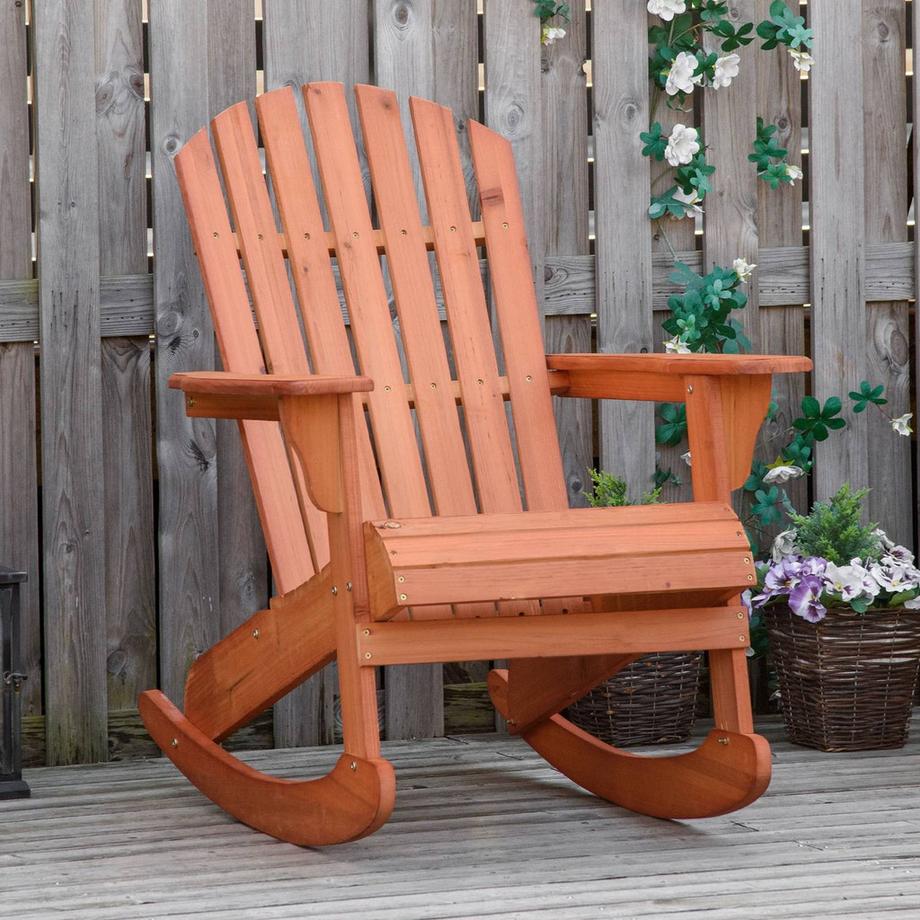 Northio Adirondack Chaise De Jardin Chaise À Bascule Chaise À Bascule Chaise De Jardin Mobilier De Jardin Chaise De Balcon Naturel 77 X 94 X 97 Cm  