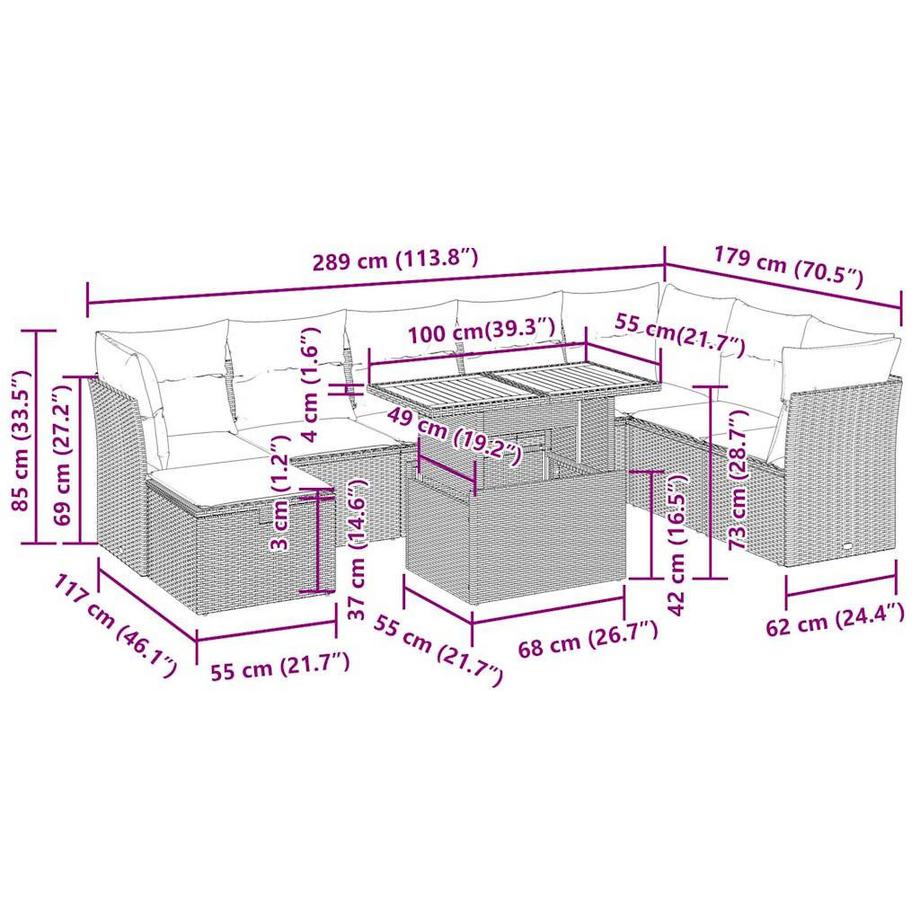 VidaXL Garten sofagarnitur poly-rattan  