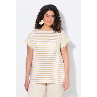 Ulla Popken Maglia a righe Scollo a barca Mezze maniche Cotone biologico  