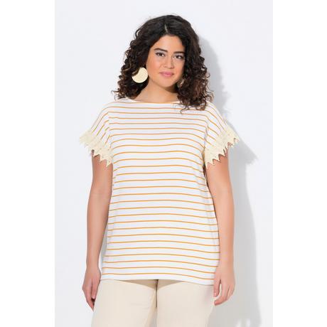 Ulla Popken Maglia a righe Scollo a barca Mezze maniche Cotone biologico  