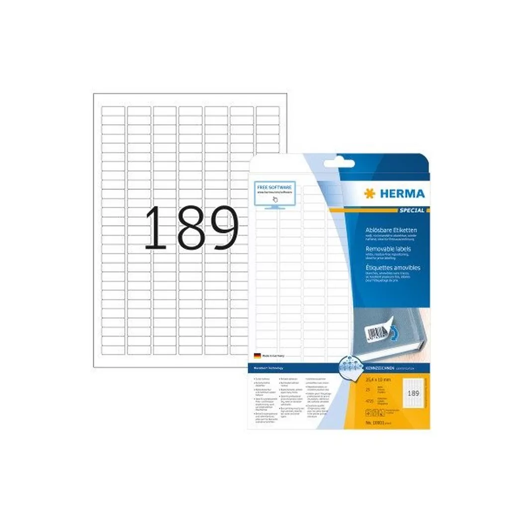 HERMA – Etikett. Movables 25,4x10mm 10001 weiss,non-perm. 4725 St./25Bl., One Size