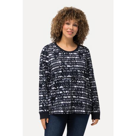 Ulla Popken Sweatshirt Offene Kanten Rundhals Langarm  