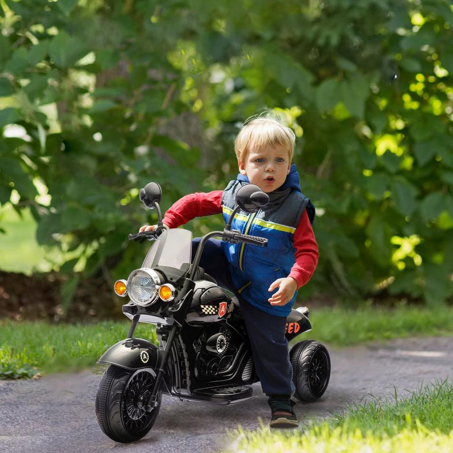 Northio  Moto électrique pour enfants, moto pour enfants 6V avec musique, véhicule pour enfants avec phare LED, 3-5 km/h, pour enfants de 3-6 ans, max 25 kg, noir 