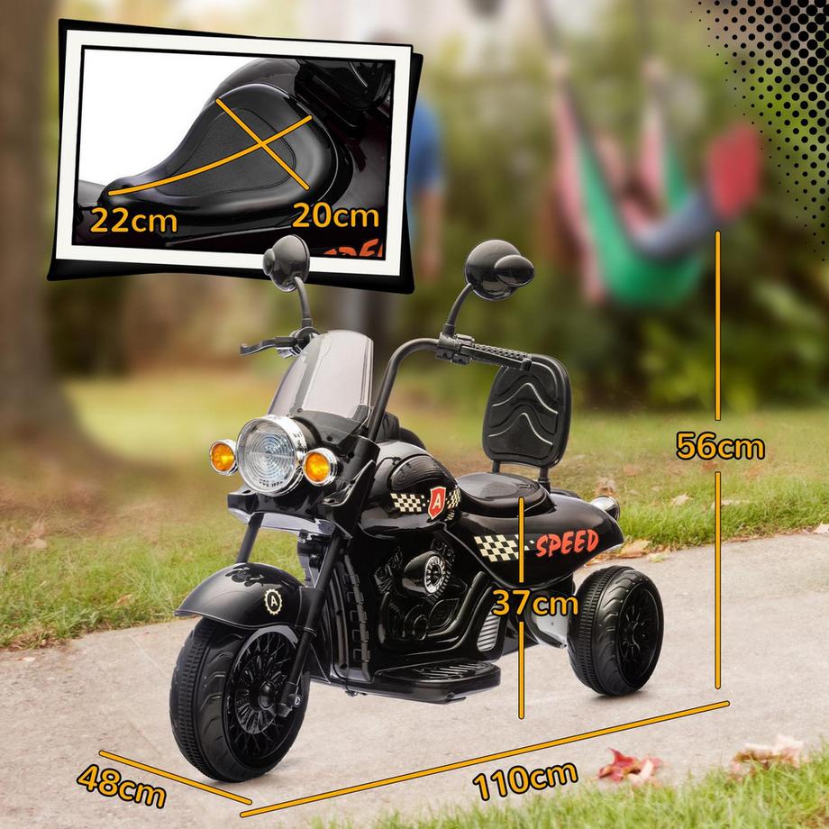 Northio  Moto électrique pour enfants, moto pour enfants 6V avec musique, véhicule pour enfants avec phare LED, 3-5 km/h, pour enfants de 3-6 ans, max 25 kg, noir 