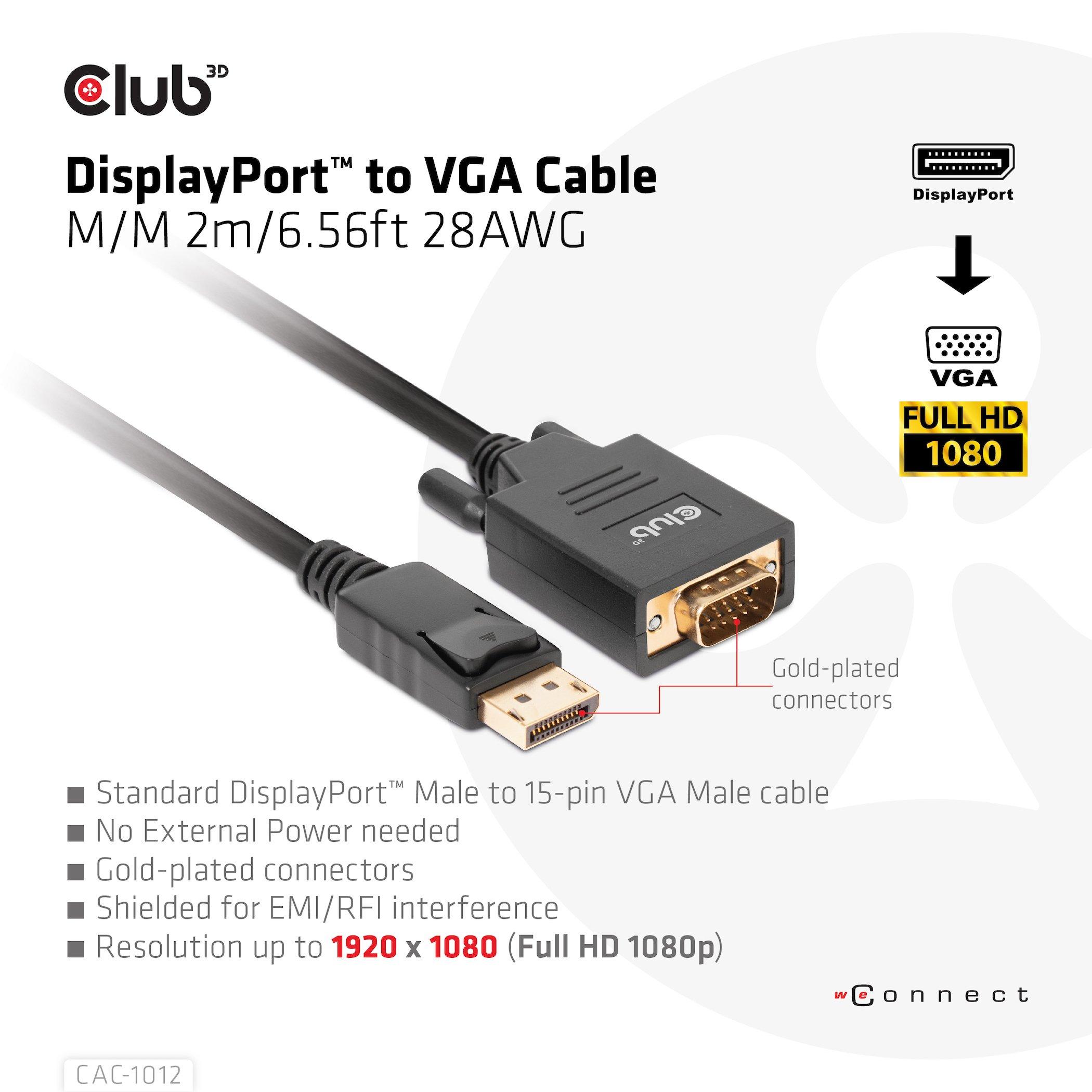 CLUB 3D  Adapterkabel DisplayPort - VGA 
