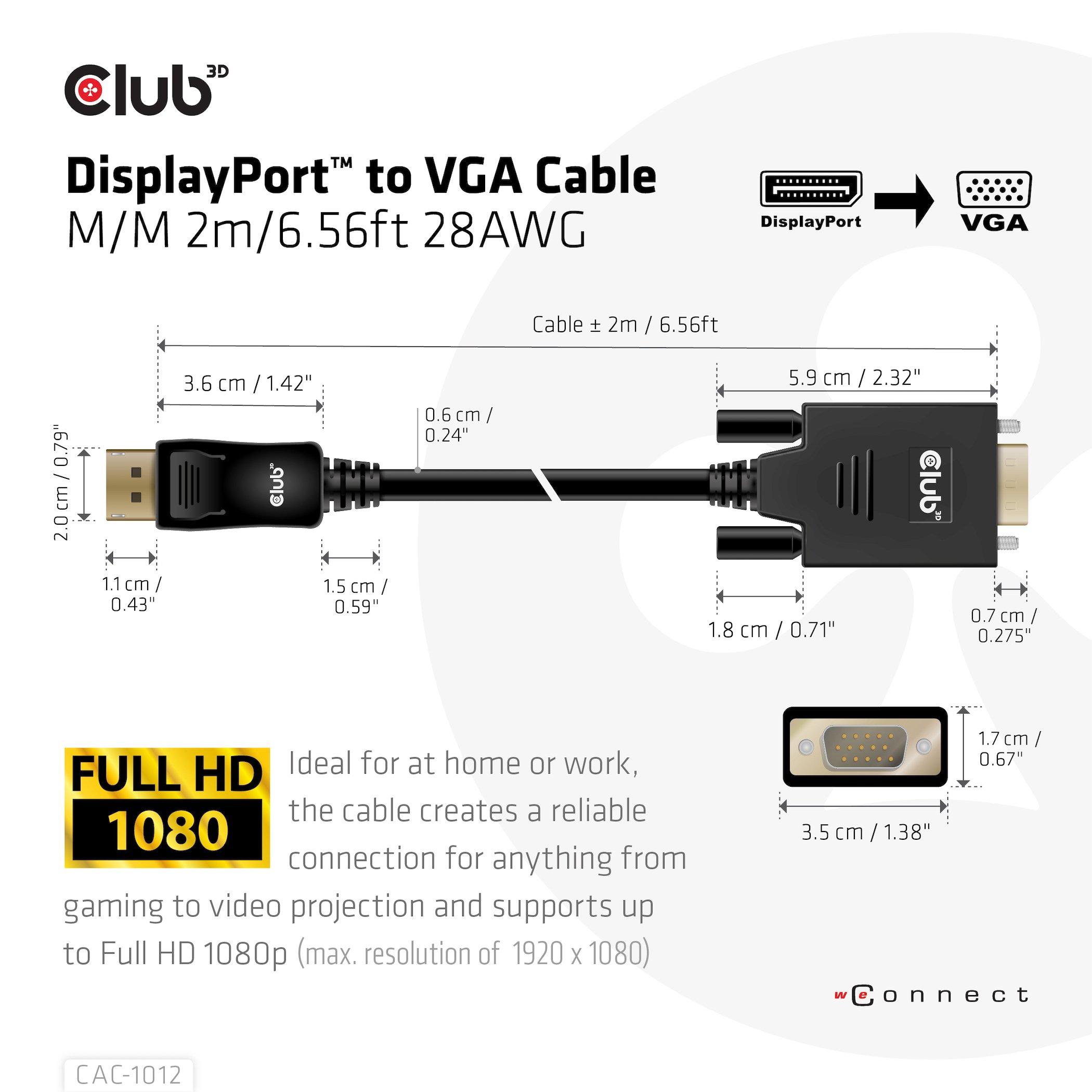 CLUB 3D  Adapterkabel DisplayPort - VGA 