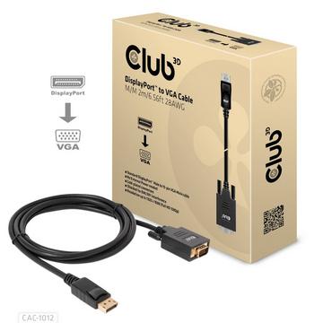 CLUB3D CAC-1012 cavo e adattatore video 2 m DisplayPort VGA (D-Sub) Nero