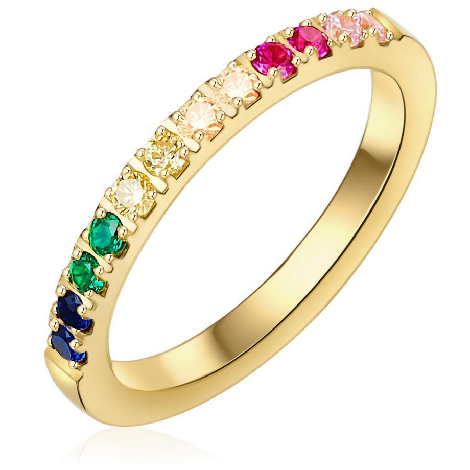 Lulu & Jane  Ring Edelstahl gelbgold  Zirkonia bunt 