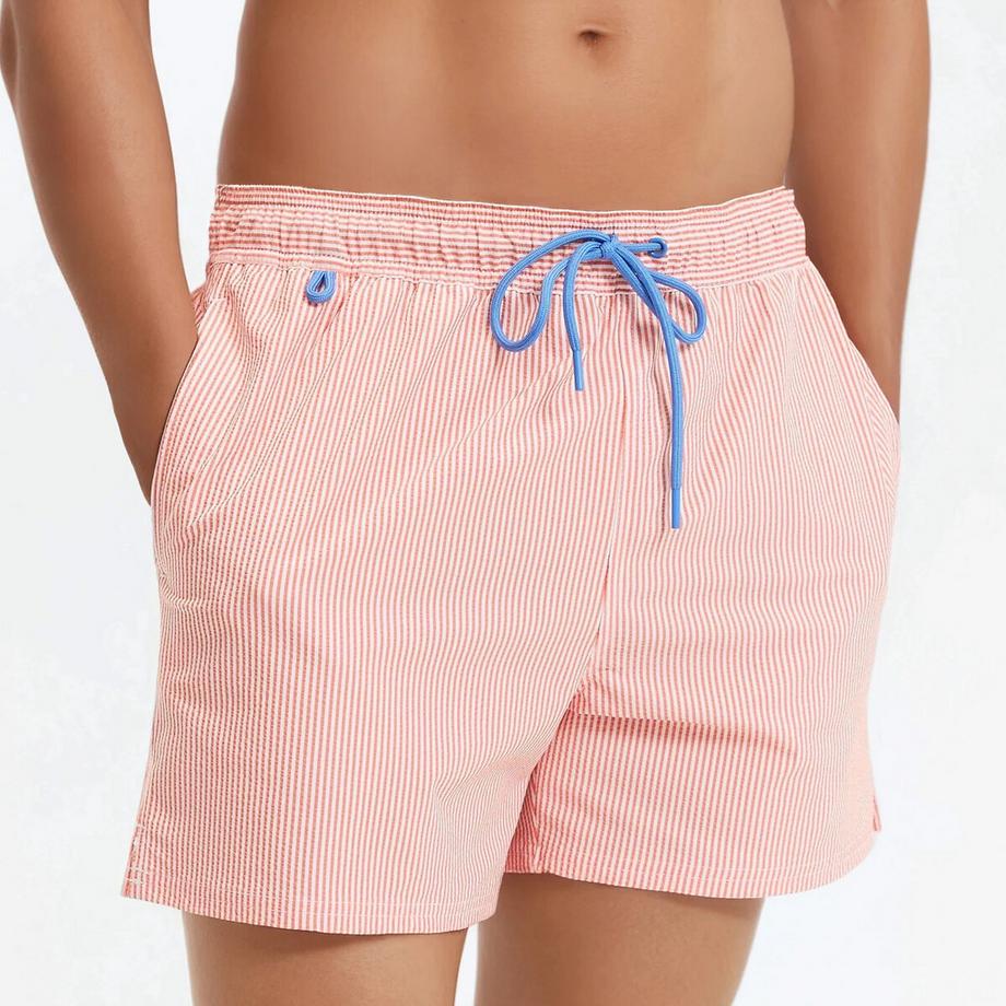 Badebermuda mit Seersucker-Print