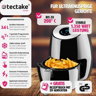 Tectake Friteuse à air chaud Mitch 3,6 l  