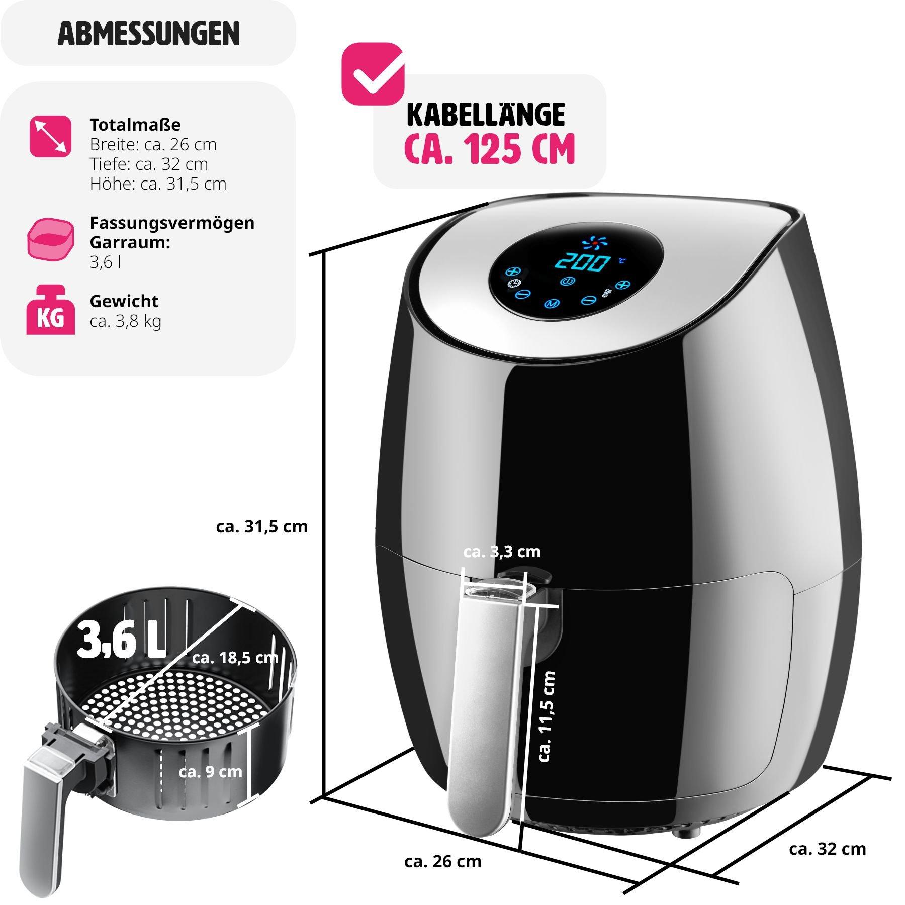 Tectake Friteuse à air chaud Mitch 3,6 l  