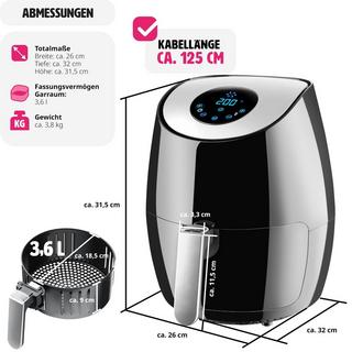 Tectake Friggitrice ad aria Mitch 3,6 l  