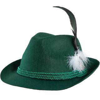 Tectake  Chapeau traditionnel vert avec plume 